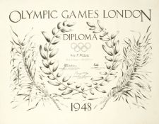 A 1948 London Olympic Games diploma awarded to the F Pillitz a member of the wrestling Jury of