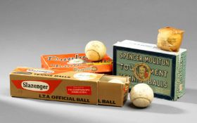 Three boxes of vintage tennis balls, i) Spencer Moulton `Tournament`, six still wrapped in