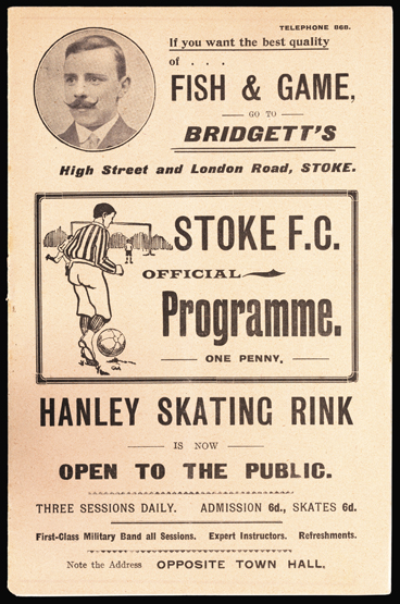 Stoke v Birmingham programmes 27th November 1909. Stoke FC were at a low ebb at this point having