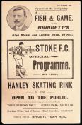 Stoke v Birmingham programmes 27th November 1909. Stoke FC were at a low ebb at this point having