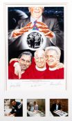 A Stewart W Beckett limited edition print "The Sorcerer`s Three Apprentices", signed by George Best,