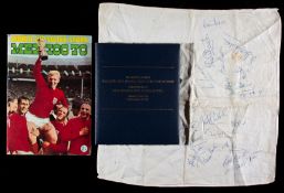 The autographs of the England 1970 World Cup squad, signed on a table napkin from the Victoria