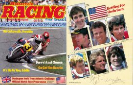 A multi-signed copy of Motorcycle Racing Grand Prix `84 magazine, Its colour pages bearing the