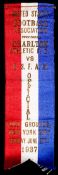 A rare United States Football Association official`s ribbon for the Charlton Athletic v U.S.F.A.