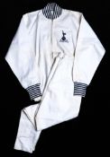 Cyril Knowles` Tottenham Hotspur 1967 F.A. Cup final training suit, by Umbro, white with blue hooped