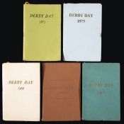 Five Royal Box editions of Derby racecards, comprising 1965 (Sea Bird), 1967 (Royal Palace), 1968 (