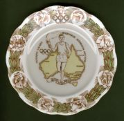 A souvenir bone china plate from the 1956 Melbourne Olympic Games, by Rostyn of England, central