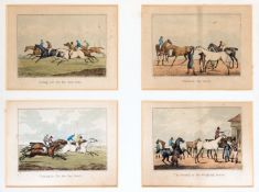 Eight framed racing pictures, two prints featuring Fred Archer; two prints after H. Alken; a print