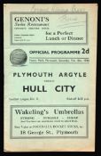 Plymouth Argyle v Hull City programme 8th February 1936