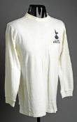 Cyril Knowles`s white Tottenham Hotspur No.3 jersey from the 1973 League Cup final, long-sleeved,