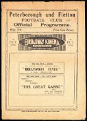 Peterborough and Fletton v Southampton reserves programme 3rd May 1930. This match was a Southern