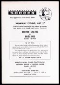 A scarce United States v England programme played at Downing Stadium, New York, 27th May 1964, 4-
