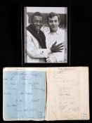 A double signed photograph of Pele and Alan Mullery, 8 by 6in. b&w signed in blue biro when Pele