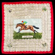 A silk Derby scarf commem¡orating the victory of Hard Ridden in 1958