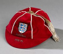 Kevin Reeves red England "B" international cap v Austria 1978-79, sold together with printed