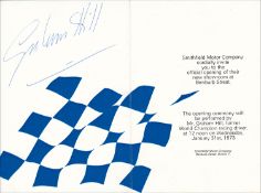 Graham Hill-signed motor trade invitation card, the occasion a car showroom opening ceremony, his