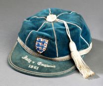 Johnny Haynes England international cap for the match v Italy in 1961. This was a friendly played in