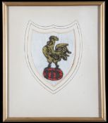 A 1930s French international rugby shirt badge, mounted, framed & glazed, 23.5 by 21.5cm., 10 by 8