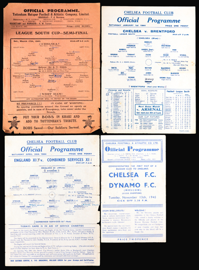 A collection of 62 1940s Chelsea football programmes, season 1943-44 six homes (three had been