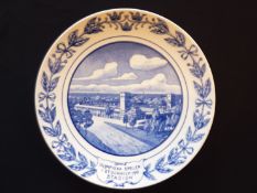 An official souvenir of the Stockholm 1912 Olympic Games in the form of a ceramic plate, blue &