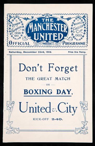 Manchester United v Oldham Athletic programme 23rd December 1916, First World War Football League