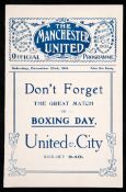 Manchester United v Oldham Athletic programme 23rd December 1916, First World War Football League