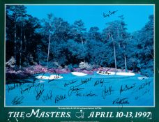 A 1997 Augusta Masters poster signed by 22 past champions, black marker pen, Nicklaus, Player,