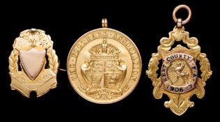 A 9ct. gold 1907-08 F.A. Amateur Cup winner`s medal awarded to the right-half J.W. Shallcross of the