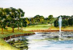 Bill Waugh (contemporary) EL LAGO (THE TENTH GREEN, VALDERRAMA) signed W.K. Waugh, titled & dated