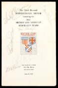 A signed 1931 Ryder Cup dinner menu, held at the Grand Ball Room, The Neil House, Columbus, Ohio,