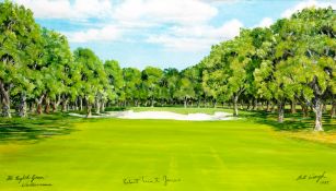 Bill Waugh (contemporary) THE EIGHTH GREEN, VALDERRAMA signed, titled & dated 1995, additionally