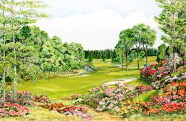 Bill Waugh (contemporary) THE 13th GREEN, BELLERIVE signed & titled, watercolour, 43 by 66cm., 17 by