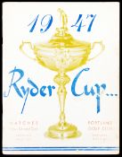 A 1947 Ryder Cup programme, held at the Portland Golf Club, Oregon