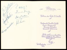 A London restaurant menu signed by the 1953 British Ryder Cup team, from Le Cordot, Mayfair, 30th