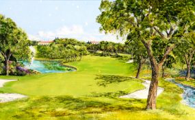 Bill Waugh (contemporary) EL LAGO, THE TENTH GREEN (THE 1997 RYDER CUP SERIES, VALDERRAMA) signed,