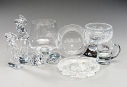 Nine various presentations to Jaime Ortiz-Patiño in crystal and glass, including a boxed bowl