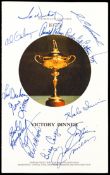 A signed 1975 Ryder Cup Victory Dinner menu, held at the Rolling Rock Club, Ligonier, PA, 21st