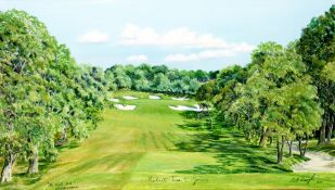 Bill Waugh (contemporary) THE SIXTH HOLE, VALDERRAMA signed & titled, additionally signed by the