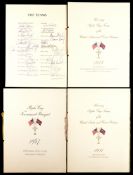 Four Ryder Cup dinner menus, 1947 at the Portland Golf Club, Portland, OR; 1951 at the Waldorf