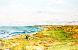 Bill Waugh (contemporary) THE SEVENTH, NEW BALLYBUNION signed & titled, additionally signed by the