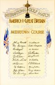 An illuminated diploma for the 1929 Ryder Cup, held at Moortown Golf Club, Leeds, featuring the