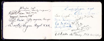 An autograph book bearing the signatures of the American and British teams from the 1933 and 1937