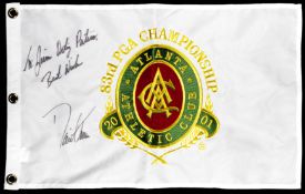 An Atlanta Athletic Club 2001 PGA Championship pin flag signed by the winning golfer David Toms, and
