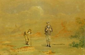 Francis Powell Hopkins [“Major Shortspoon”] (1830-1913) GOLFING SCENE signed ‘Major S’ (lower