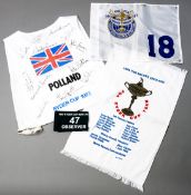 A Muirfield 1973 Ryder Cup tabard worn by the caddie of Eddie Polland and autographed by the Great