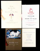 Four 1950s Ryder Cup dinner menus, 1951 at Pinehurst Country Cup, 4th November; 1953 at Wentworth