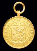 A 9ct. gold PGA medal presented to Ted Ray the British captain at the first Ryder Cup in 1927, the