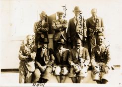 A photograph signed by members of the first British Ryder Cup team in 1927, signed by Ted Ray (