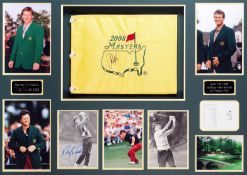 A golf presentation titled "British Winners of the Masters" with signatures of Sandy Lyle, Nick