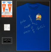 An autographed Manchester United 1968 European Cup final framed display, comprising a blue